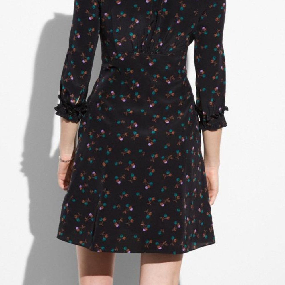 Coach Cherry Print Silk Western Shirt Dress NWT - Picture 6 of 6